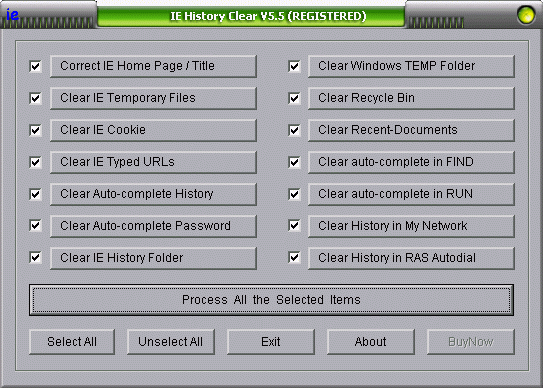 Clear IE History Screenshot